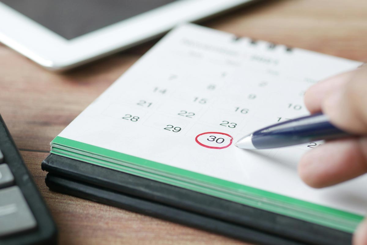 Writing in a calendar